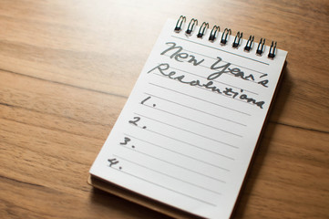 New year's Resolution handwritten on a notepad
