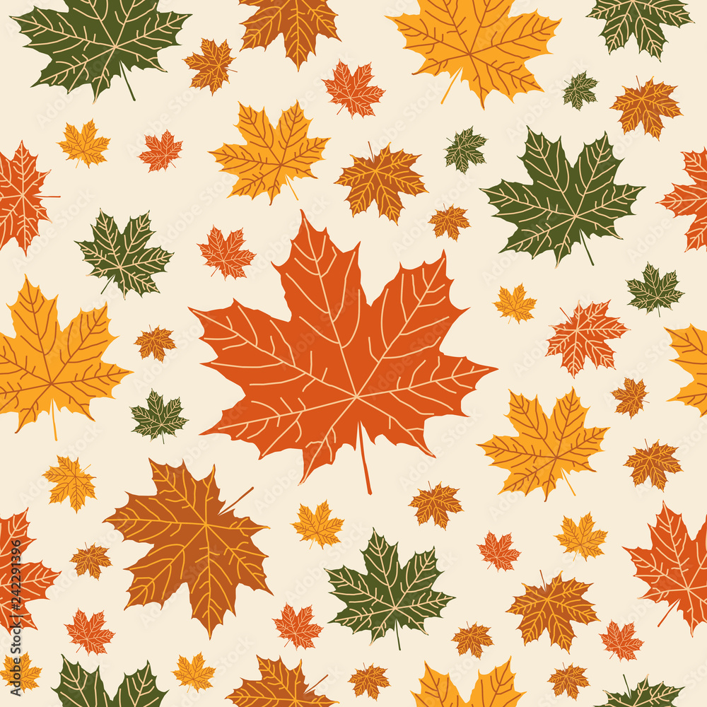 Wall mural autumnal seamless pattern