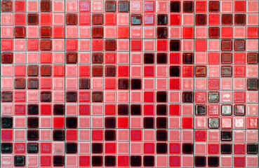 Fototapeta premium Stoneware mosaic of red tones for architectural reform, background and texture