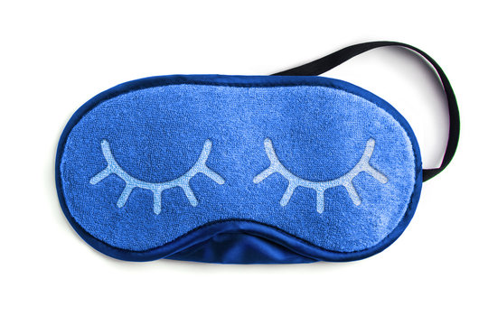 Blue sleeping eye mask, isolated on white background