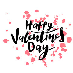 happy valentines day handwritten lettering holiday design to greeting card, poster, congratulate, calligraphy text
