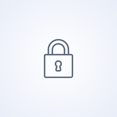 Closed lock, vector best gray line icon
