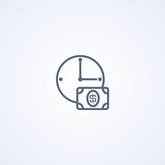 Money time, deposit , vector best gray line icon