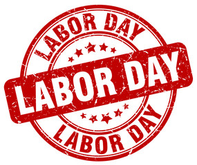 labor day red grunge round vintage rubber stamp