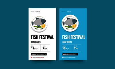 Seafood Fish Festival Book Tickets App Design for Smart Phones