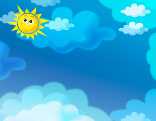 Fototapeta na wymiar cartoon summer sky background with space for text - illustration for children