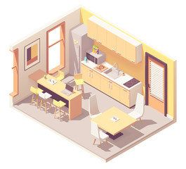 Vector isometric office break room