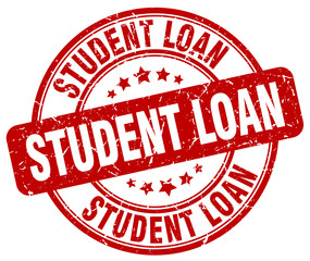 student loan red grunge round vintage rubber stamp