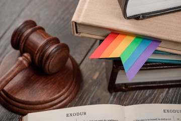 Judge's gavel and Exodus book