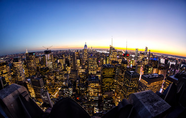 Wide View over New York City at Night
