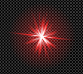 Realistic red sparkle effect isolated on transparent background. Firework, explosion, galaxy, fiery sparks concept. Vector illustration