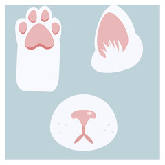 White cat body parts