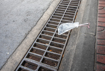 Plastic waste on sidewalk