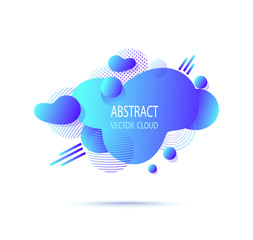 Abstract  shape cloud splash stain liquid with gradients,  lines, dots, circles in blue acid colors for trend modern style on template banner poster or for  web site internet presentation