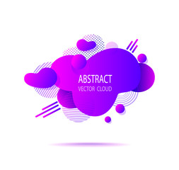 Abstract  shape cloud splash stain liquid with gradients,  lines, dots, circles in pink lilac acid colors for trend modern style on template banner poster or for  web site internet presentation