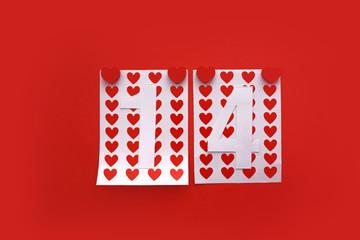 Valentines day red background with red hearts