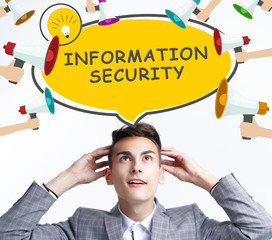 Business, technology, internet and networking concept. The young entrepreneur got the innovative idea: Information security