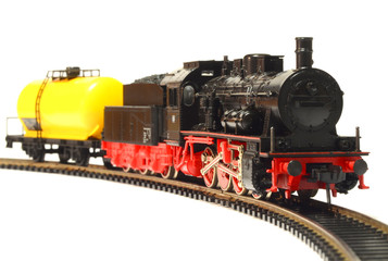 Fototapeta na wymiar steam loco model train isolated on white