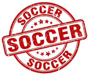 soccer red grunge round vintage rubber stamp