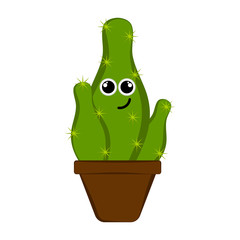 Happy cactus in a flower pot. Vector illustration design