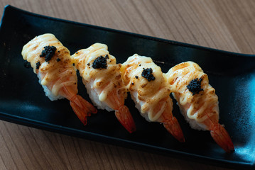 Japanese food - Shrimp Sushi (Shrimp rice ball)