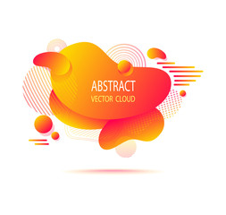 Abstract  shape cloud splash stain liquid with gradients,  lines, dots, circles in orange acid colors for trend modern style on template banner poster or for  web site internet presentation