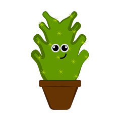 Happy cactus in a flower pot. Vector illustration design