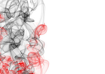 Black and red smoke on a white background. Free copy space. marketing, advertising concept