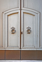 Italy Ravenna, medieval building entrance door.