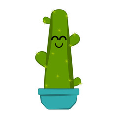 Happy cactus in a flower pot. Vector illustration design