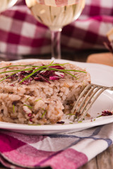 Risotto with red radicchio.