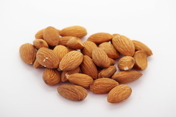 Almond at white background	