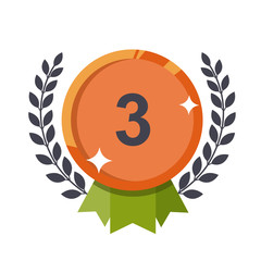 Icon bronze  medal on a white background. Vector. Flat icon / symbol.