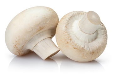 Fresh champignon mushrooms, isolated on white background