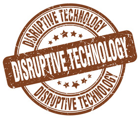 disruptive technology brown grunge stamp