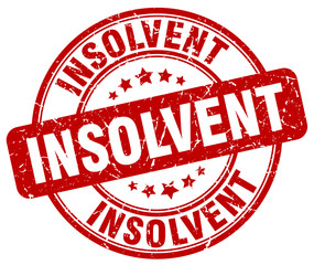 insolvent red grunge round vintage rubber stamp