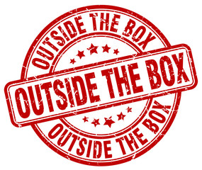 outside the box red grunge stamp