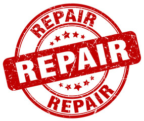 repair red grunge round vintage rubber stamp