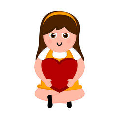 Happy woman with a heart. Valentines day. Vector illustration design