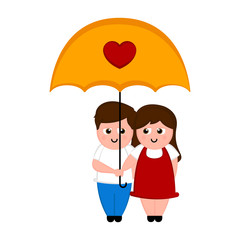 Isolated couple in love witn a umbrella. Valentines day. Vector illustration design