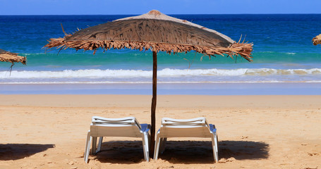 deck chair on a paradise beach