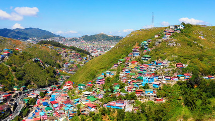 Colorful  Houses in aerial view, La Trinidad, Benguet, Philippines - 242301736