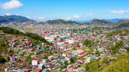 Colorful  Houses in aerial view, La Trinidad, Benguet, Philippines