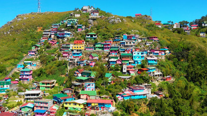 Fototapeta premium Colorful Houses in aerial view, La Trinidad, Benguet, Philippines