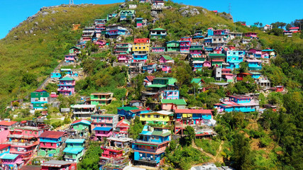 Colorful  Houses in aerial view, La Trinidad, Benguet, Philippines - 242301749