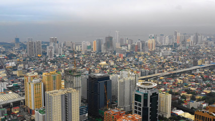 Fototapeta na wymiar Manila city in aerial view, Philippines