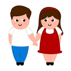 Isoalted happy couple in love. Valentines day. Vector illustration design