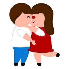 Isoalted happy couple in love. Valentines day. Vector illustration design