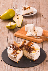 Ricotta and pear cheesecake.