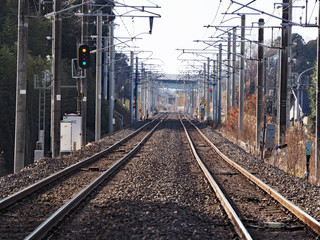 JR常磐線の直線で続く線路